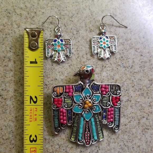 Phoenix Bird Pendant turquoise look. - Picture 7 of 8